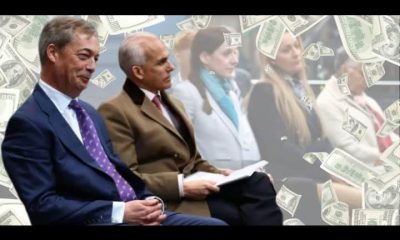 Nigel Farage and Ben Habib in separate photos and in the foreground is flying cash