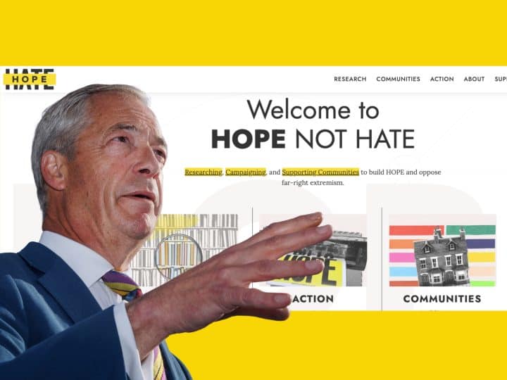 Nigel Farage and the Hope not Hate website