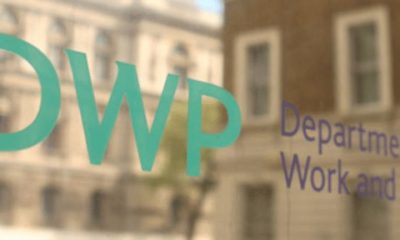 DWP logo on glass