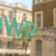 DWP logo on glass