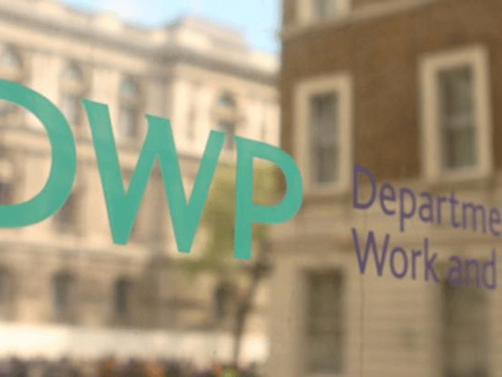 DWP logo on glass