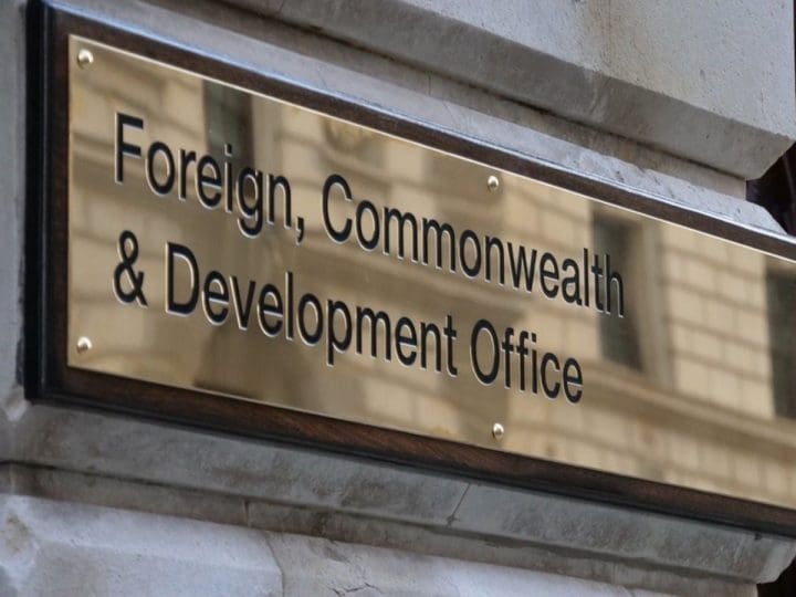 FCDO name plate FCDO merger aid budget foreign office