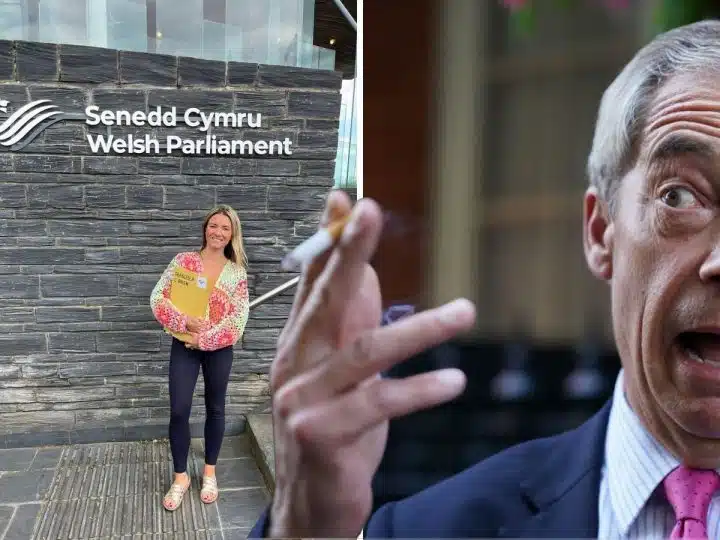 Photos of Francesca O'Brien and Nigel Farage, of Reform, collaged next to one another