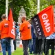 GMB members with flags GMB branch secretaries