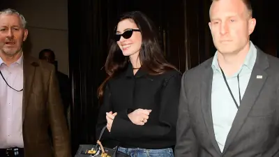 Anne Hathaway is seen in Financial District on April 16, 2026 in New York City.