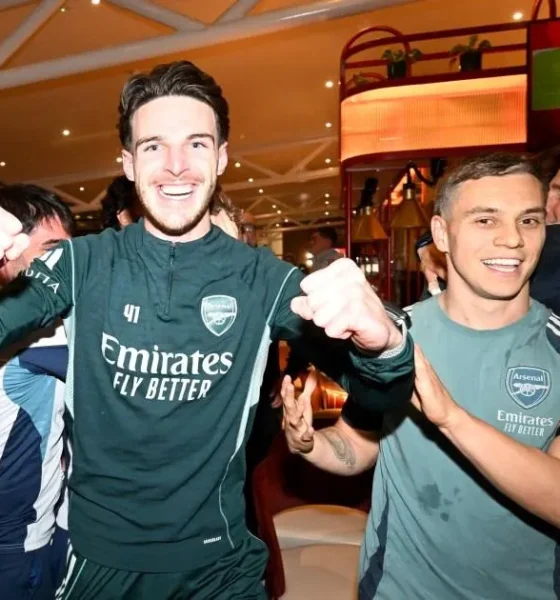 Declan Rice hits back at Man City fans in leading Arsenal title celebrations | Football