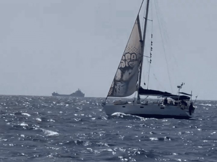 The Global Sumud Flotilla at sea. Israel attacked the boats on 18 May 2026