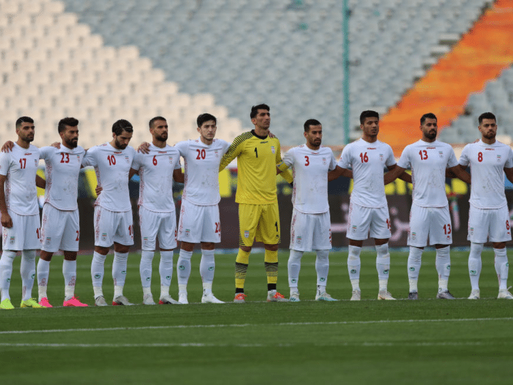 Iranian Players poses for one minute silent during FIFA World Cup Qualifier match between Iran v Cambodia at Azadi Stadium on October 10, 2019 in Tehran, Iran.