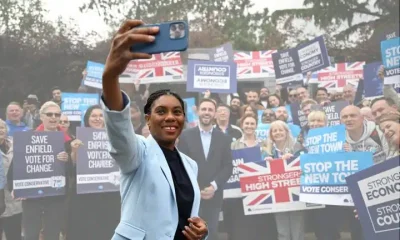 Kemi Badenoch in front of Tory supporters