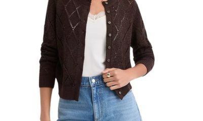 Black pointelle cardigan