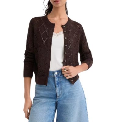 Black pointelle cardigan