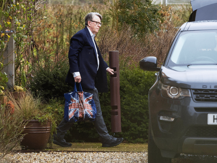 Lord Peter Mandelson seen outside his house on February 15, 2026 in Marlborough, England.
