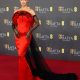 Maura Higgins in a red dress