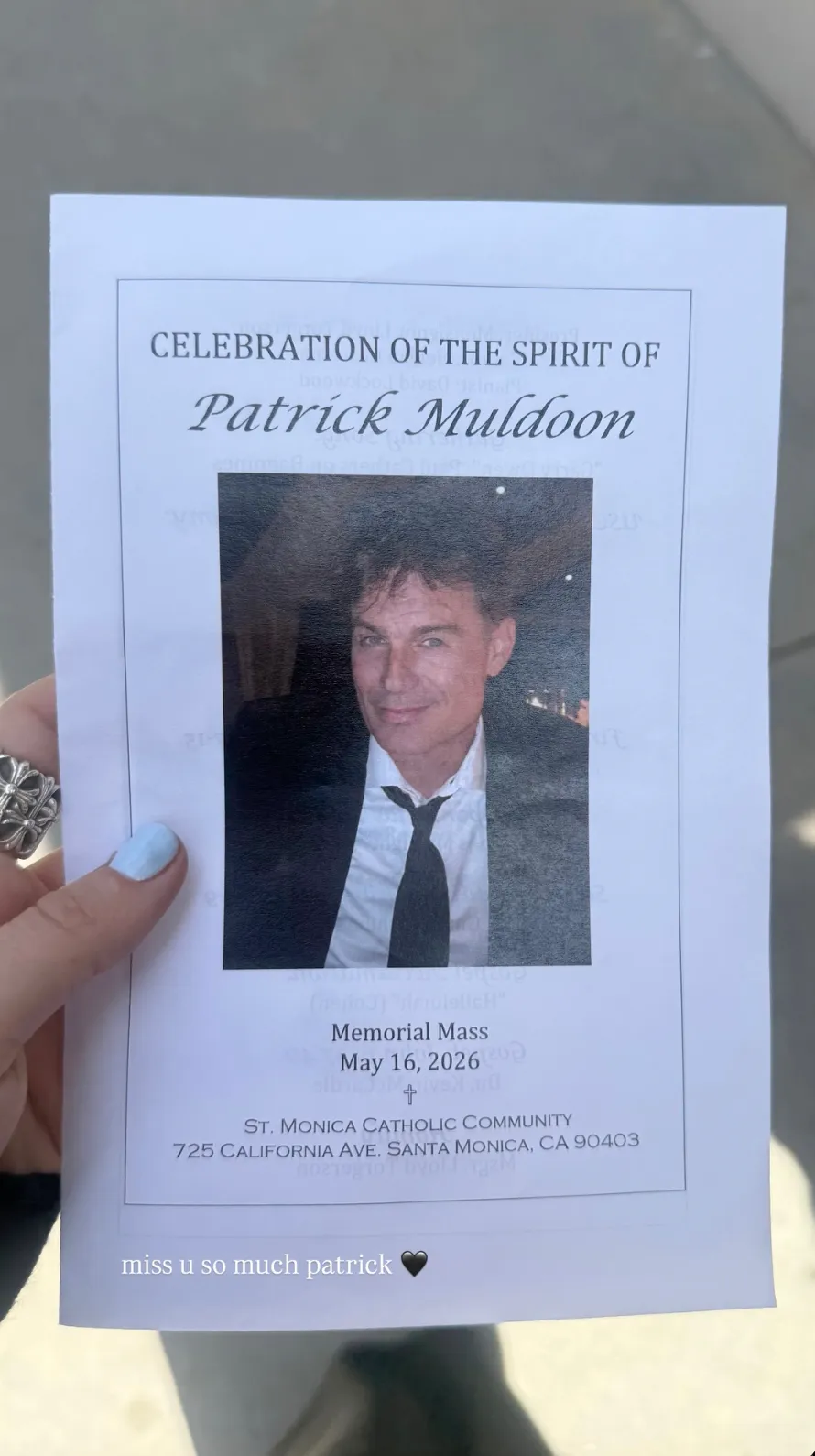 Patrick Muldoons Memorial is Held 1 Month After Death at 57
