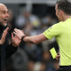 Pep Guardiola argues with ref Chris Kavanagh