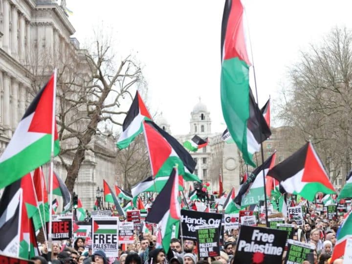 A previous pro-Palestine march in London Nakba 78