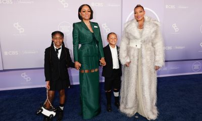 Queen Latifah Sparks Reactions AMAs Red Carpet Partner Eboni Nichols Son Rebel Videos