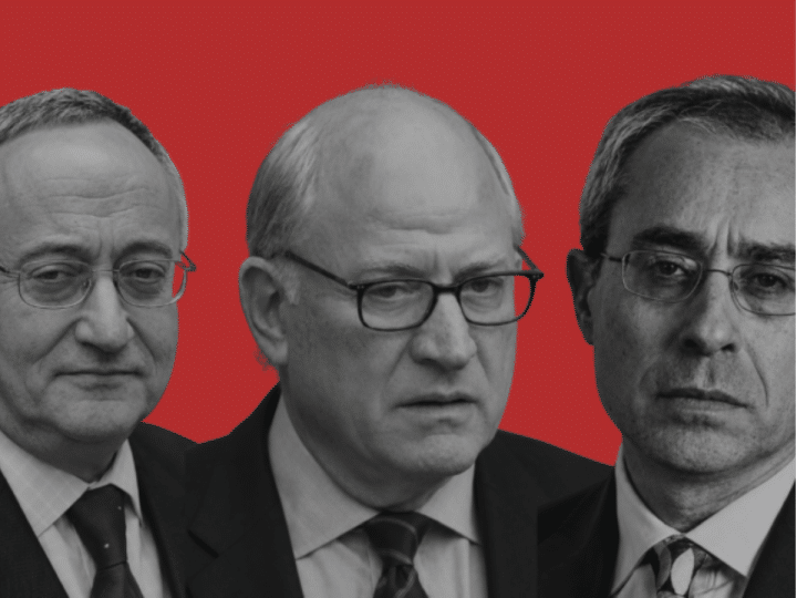 Head shots of senior barristers Lord David Pannick KC, Lord Anthony Grabiner KC, and Stephen Hockman KC named in BSB complaint over alleged misuse of professional status in UKLFI campaign targeting Palestine solidarity organisations and individuals