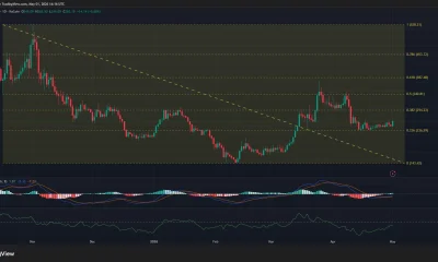 Bittensor price, MACD, and CMF chart.