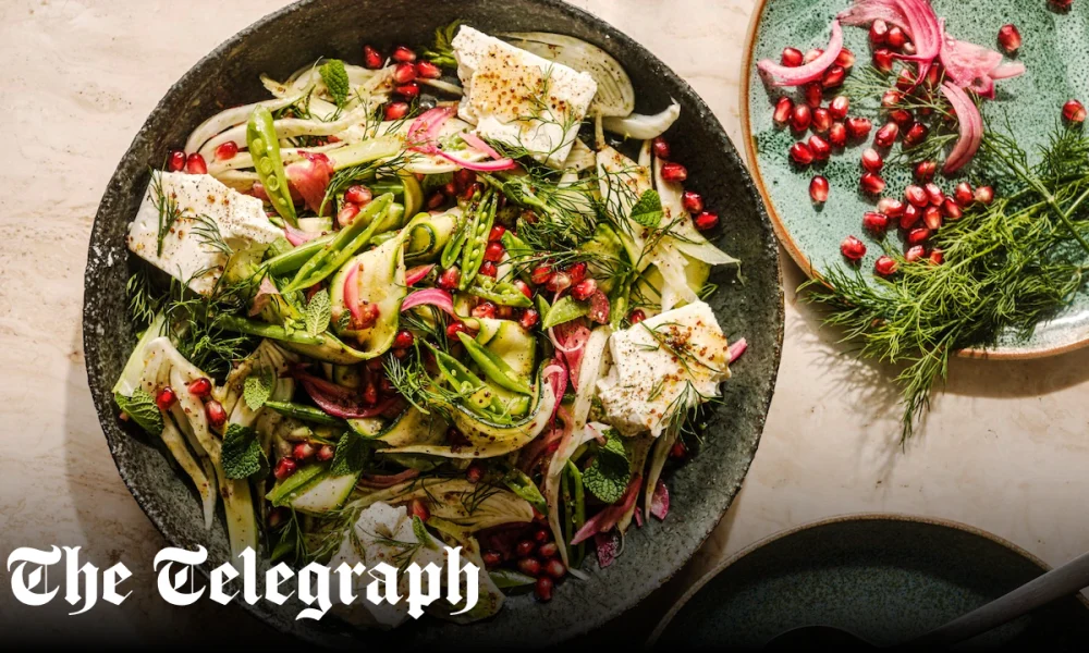 Fennel, courgette and pickled red onion salad with feta recipe