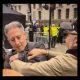 a man grabs Peter Tatchell at the Rally Against Antisemitism