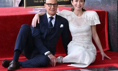 Stanley Tucci and Emily Blunt with Stars on Hollywood Walk of Fame