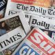 Image of multiple UK newspapers illustrating Media Sovereignty Act Corporate media