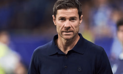 Xabi Alonso looks directly at the camera lens. He will be the new manager of Chelsea FC
