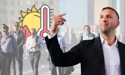 Zack Polanski in front of hot office workers