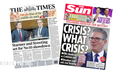 'Starmer and Streeting set for showdown' and 'Crisis? What crisis?'