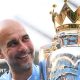 Pep Guardiola holds up six fingers to fans to indicate the six Premier League titles won after their match with Liverpool in December 2024