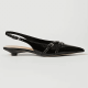 black patent strappy flats with teensy heel