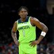 Anthony Edwards #1 of the Minnesota Timberwolves pauses during the second half against the Cleveland Cavaliers at Rocket Mortgage Fieldhouse on February 28, 2022 in Cleveland, Ohio. The Timberwolves defeated the Cavaliers 127-122.