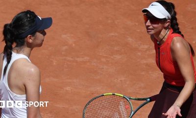 Germany's Tamara Korpatsch and China's Wang Xinyu clash during their French Open match