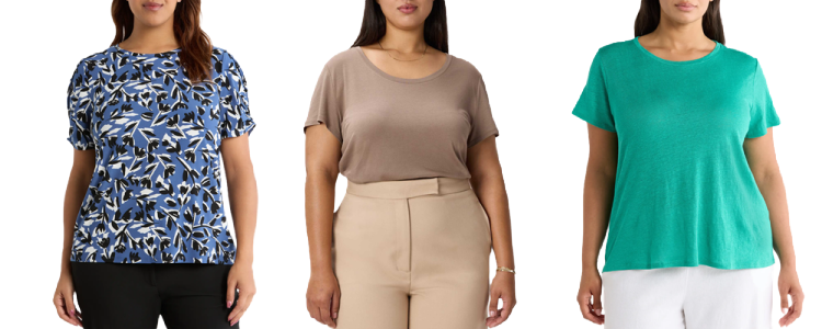 collage of 3 of the best plus-size tees