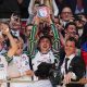 Sunderland lift the Championship play-off final trophy in 2025