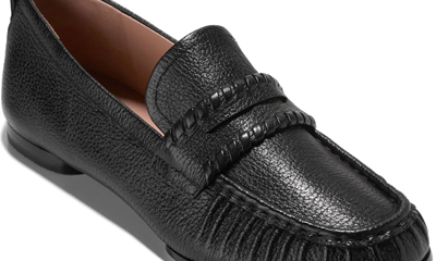 black leather travel loafer