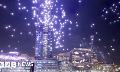 Light drones fall during display in Sydney