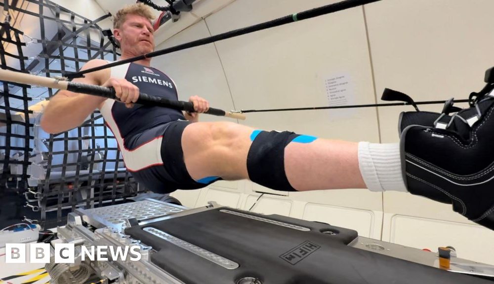 Olympic rower floats like astronaut to test future space gym