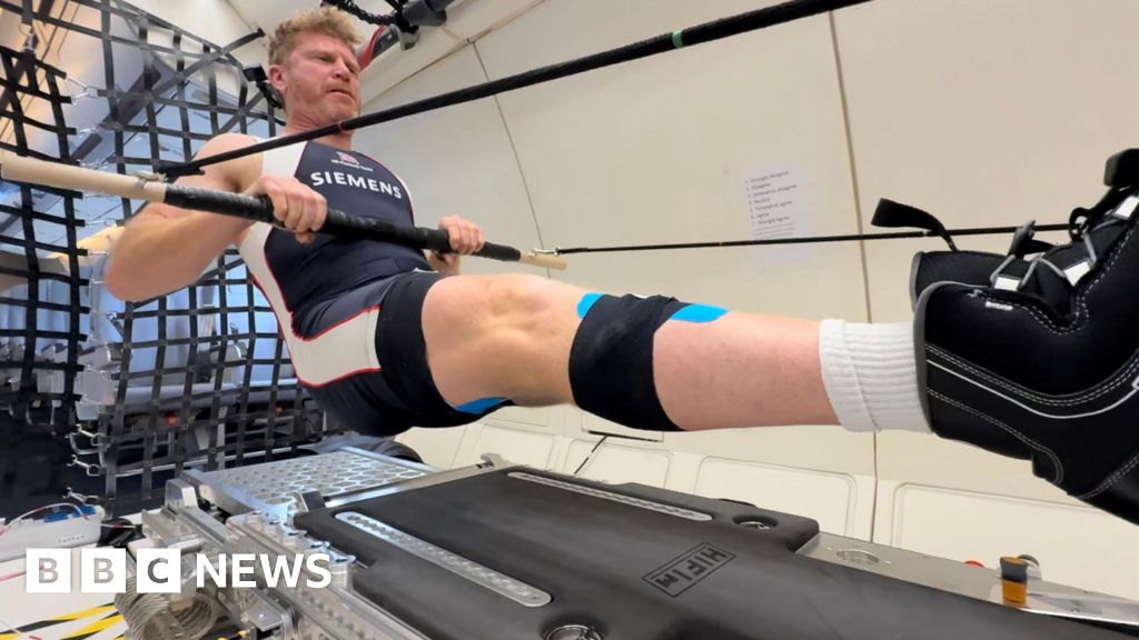 Olympic rower floats like astronaut to test future space gym