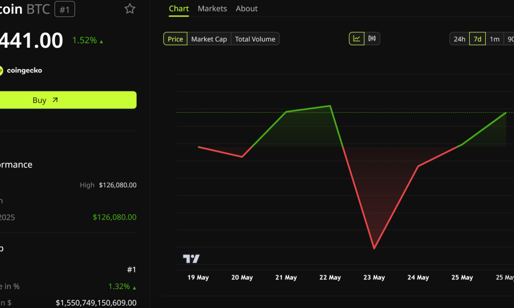 Bitcoin (BTC) Price Performance.