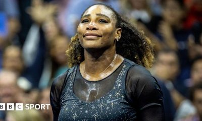 Serena Williams glances upwards during her final match at the 2022 US Open