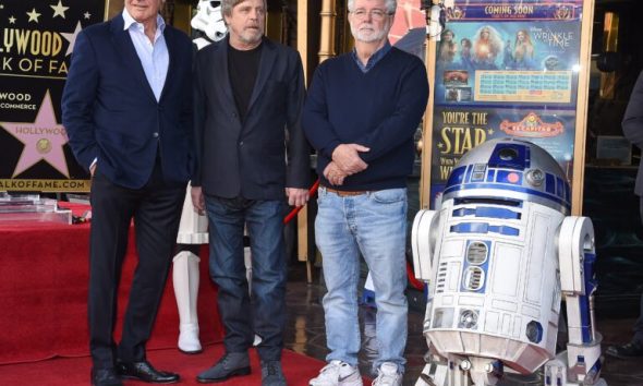Mark Hamill and George Lucas at Hollywood Walk of Fame Ceremony