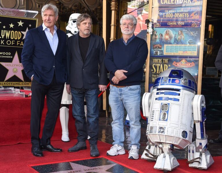 Mark Hamill and George Lucas at Hollywood Walk of Fame Ceremony