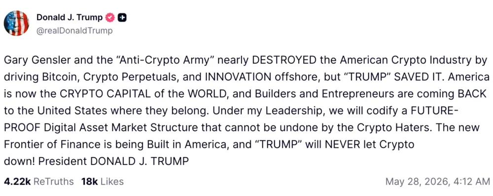 Donald Trump on Truth Social.