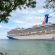 The Carnival Conquest cruise ship sailing out of the port of Miami, FL. Carnival Conquest is a 110,000 ton and 2980 passenger ship refurbished in 2026