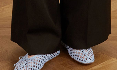 blue woven flats