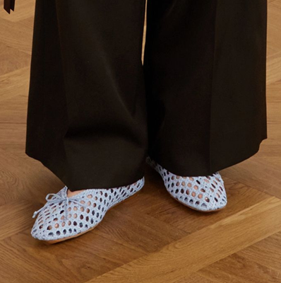 blue woven flats