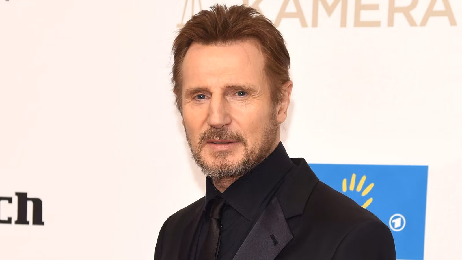Liam Neeson looking at the camera