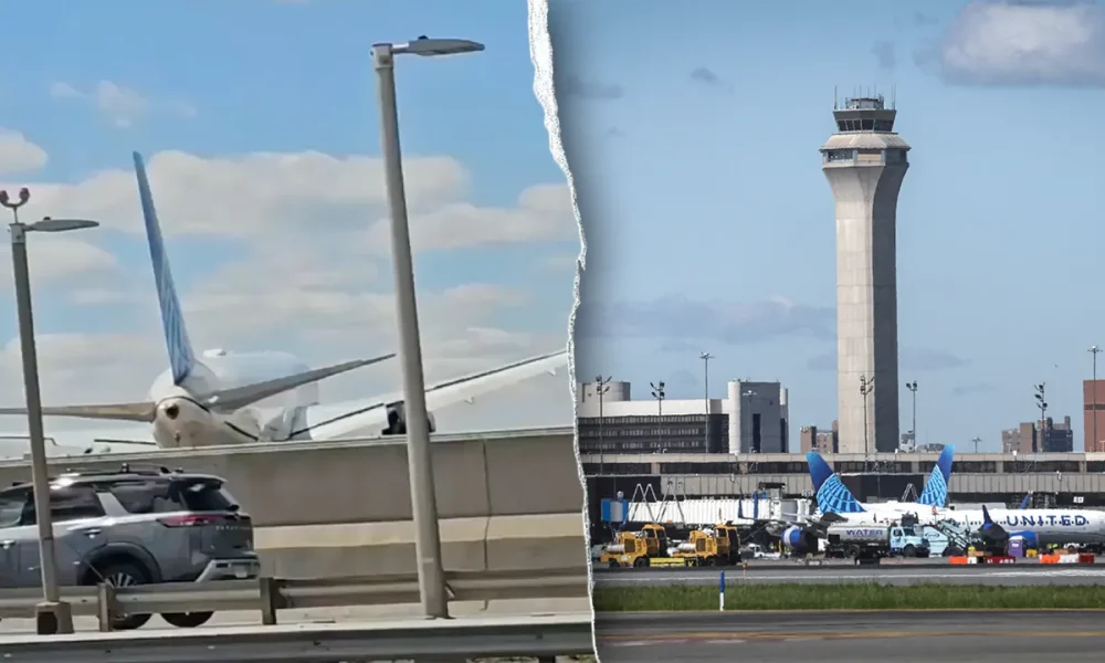 United Airlines flight hits pole and truck while landing at Newark